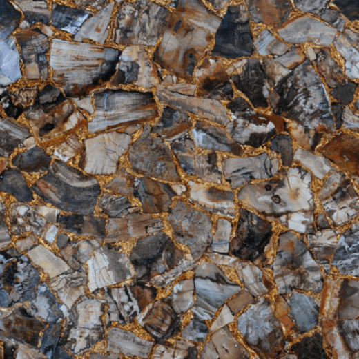 Окаменелое Дерево Коричнево-Золотое